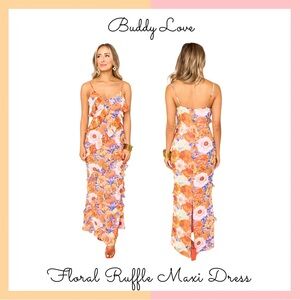 Buddy Love Floral Maxi Dress - Orange and Purple